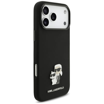 Case for Apple iPhone 18 Pro Max / 17 Pro Max, Karl Lagerfeld, Karl & Choupette Metal Pin, Black