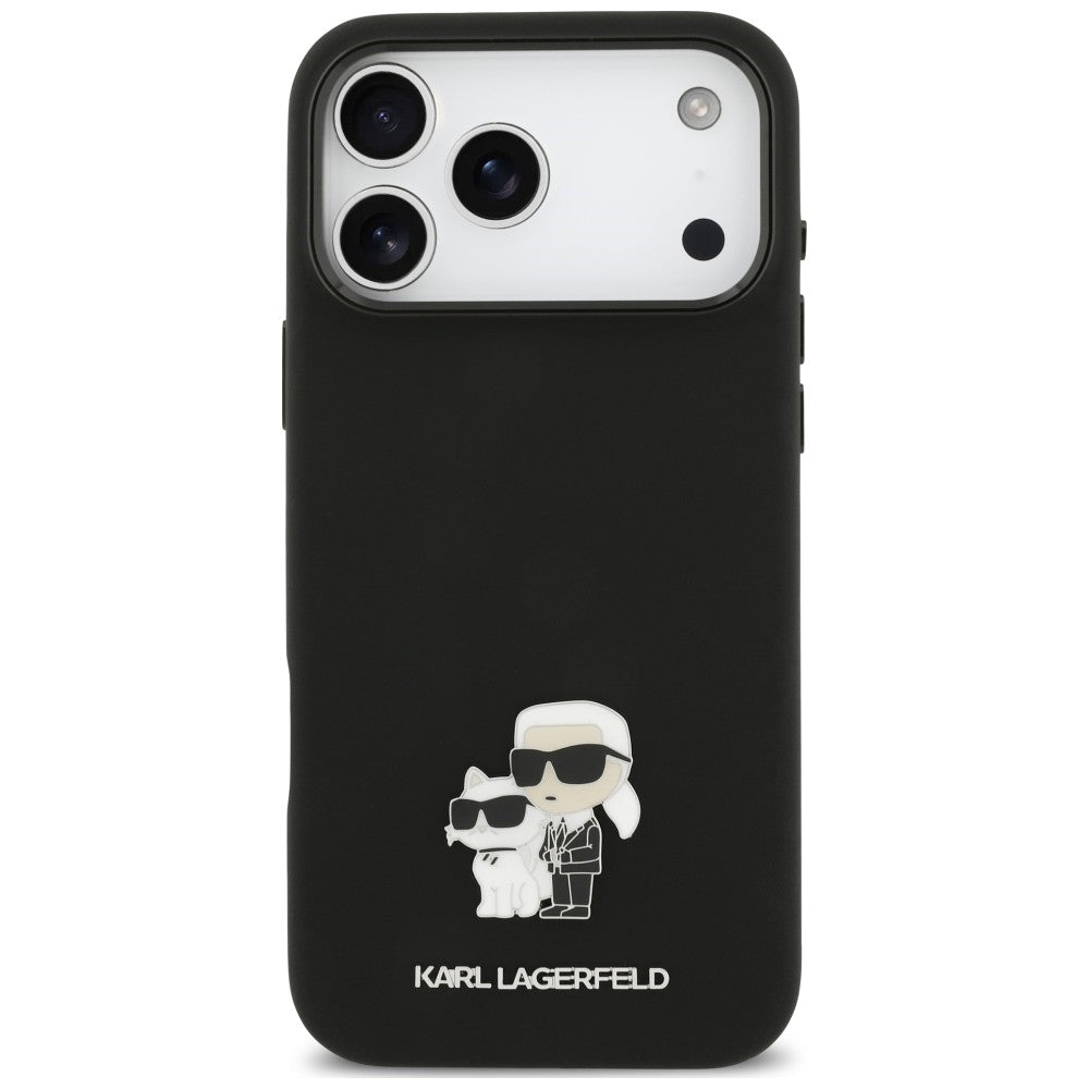 Case for Apple iPhone 18 Pro Max / 17 Pro Max, Karl Lagerfeld, Karl & Choupette Metal Pin, Black