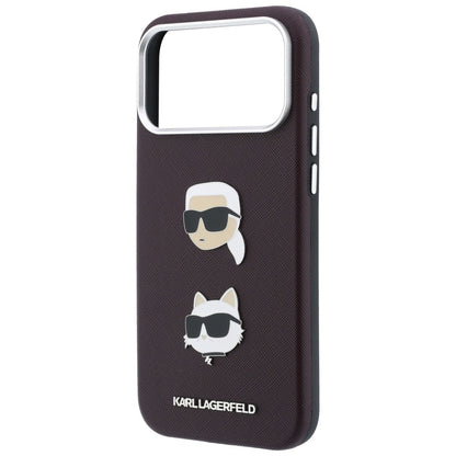 Etui til Apple iPhone 18 Pro Max / 17 Pro Max, Karl Lagerfeld, Saffiano Crossbody Karl & Choupette Head's Pins Logo, bordeauxfarvet