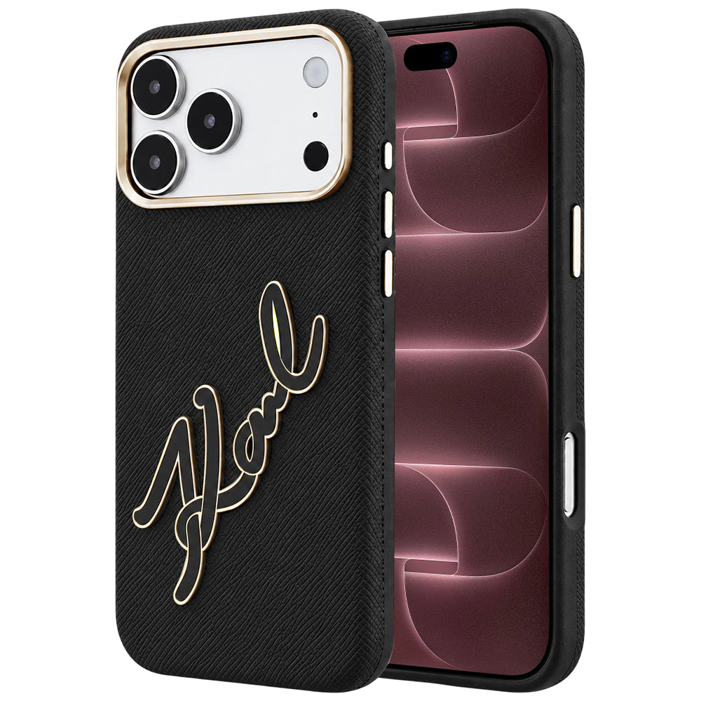 Cover til Apple iPhone 18 Pro Max / 17 Pro Max, Karl Lagerfeld, Smooth Big Resin Signature Logo, Sort