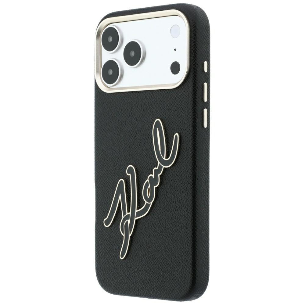 Cover til Apple iPhone 18 Pro Max / 17 Pro Max, Karl Lagerfeld, Smooth Big Resin Signature Logo, Sort
