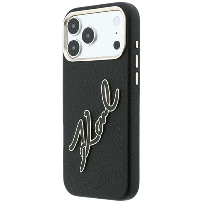 Cover til Apple iPhone 18 Pro Max / 17 Pro Max, Karl Lagerfeld, Smooth Big Resin Signature Logo, Sort