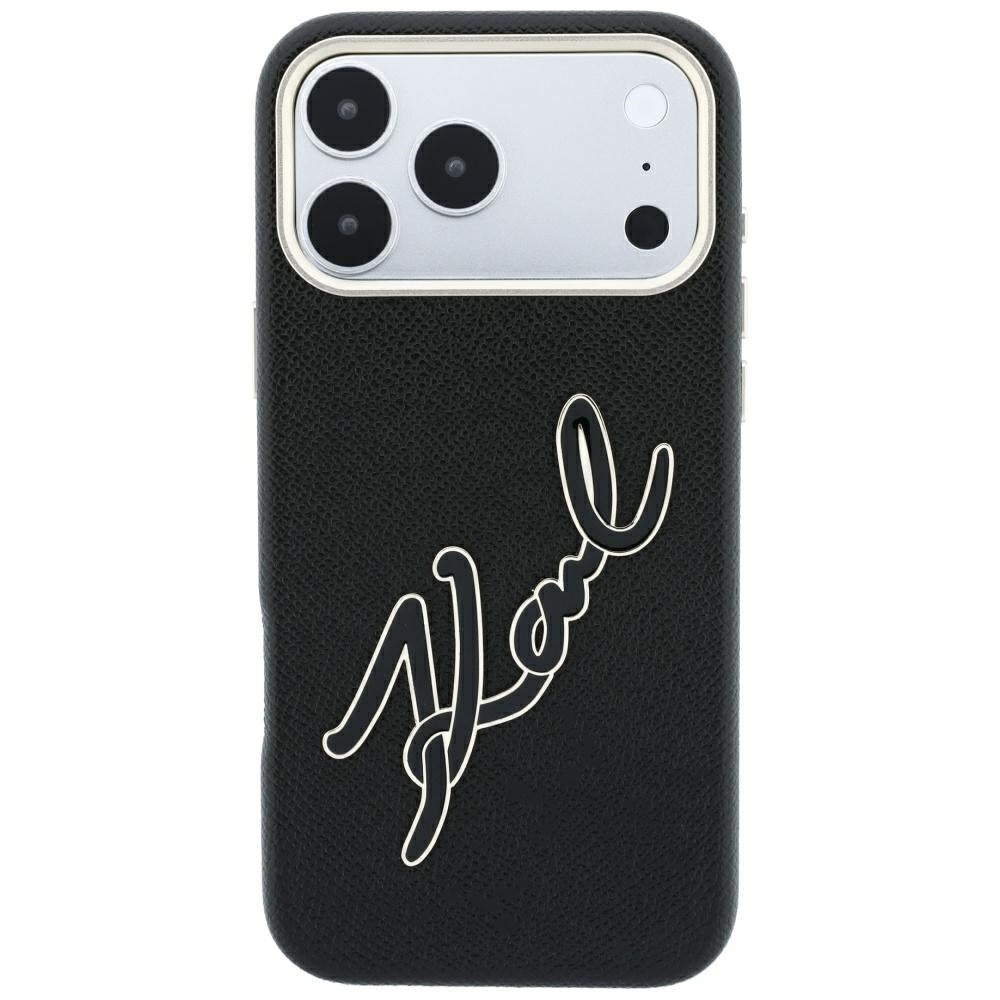 Cover til Apple iPhone 18 Pro Max / 17 Pro Max, Karl Lagerfeld, Smooth Big Resin Signature Logo, Sort