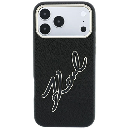 Cover til Apple iPhone 18 Pro Max / 17 Pro Max, Karl Lagerfeld, Smooth Big Resin Signature Logo, Sort