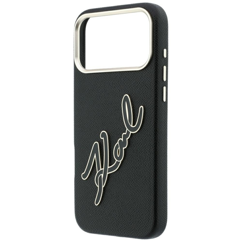 Cover til Apple iPhone 18 Pro Max / 17 Pro Max, Karl Lagerfeld, Smooth Big Resin Signature Logo, Sort