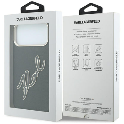 Cover til Apple iPhone 18 Pro Max / 17 Pro Max, Karl Lagerfeld, Smooth Big Resin Signature Logo, Sort
