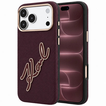 Cover til Apple iPhone 18 Pro Max / 17 Pro Max, Karl Lagerfeld, Smooth Big Resin Signature Logo, Vinrød