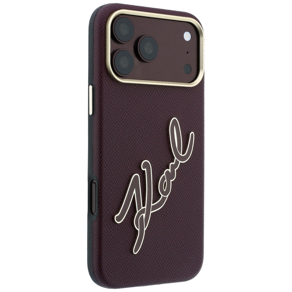 Cover til Apple iPhone 18 Pro Max / 17 Pro Max, Karl Lagerfeld, Smooth Big Resin Signature Logo, Vinrød
