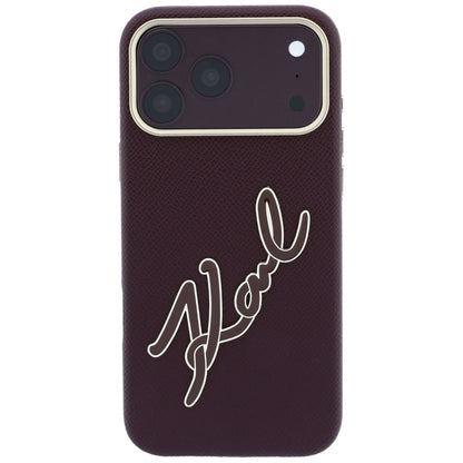 Cover til Apple iPhone 18 Pro Max / 17 Pro Max, Karl Lagerfeld, Smooth Big Resin Signature Logo, Vinrød