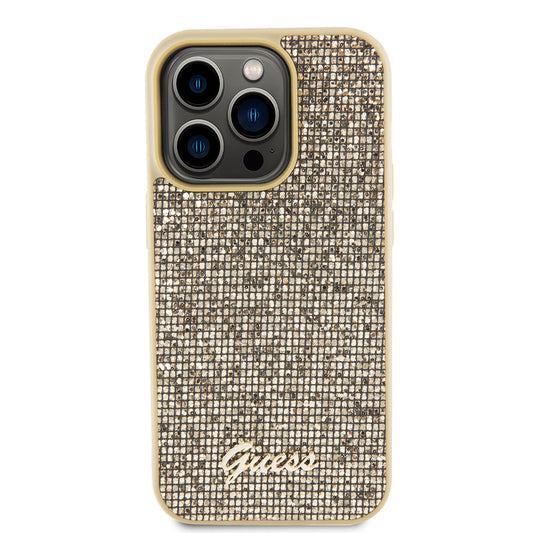 Etui til Apple iPhone 15 Pro, Guess, PU Square Mirror Script Logo, Guld GUHCP15LPMSDGSD