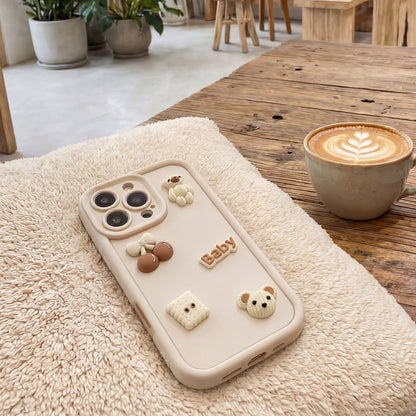 Cover til Apple iPhone 14, OEM, Ultra Trendy 3D Bear, Beige