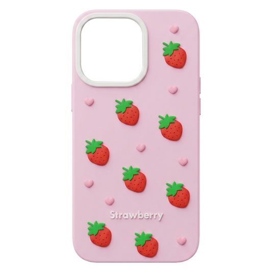 Cover til Apple iPhone 15 / 14 / 13, OEM, Jordbær, Pink