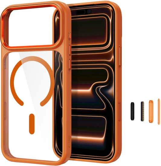 Cover til Apple iPhone 18 Pro / 17 Pro, Tech-Protect, Magmat CC, Orange Transparent