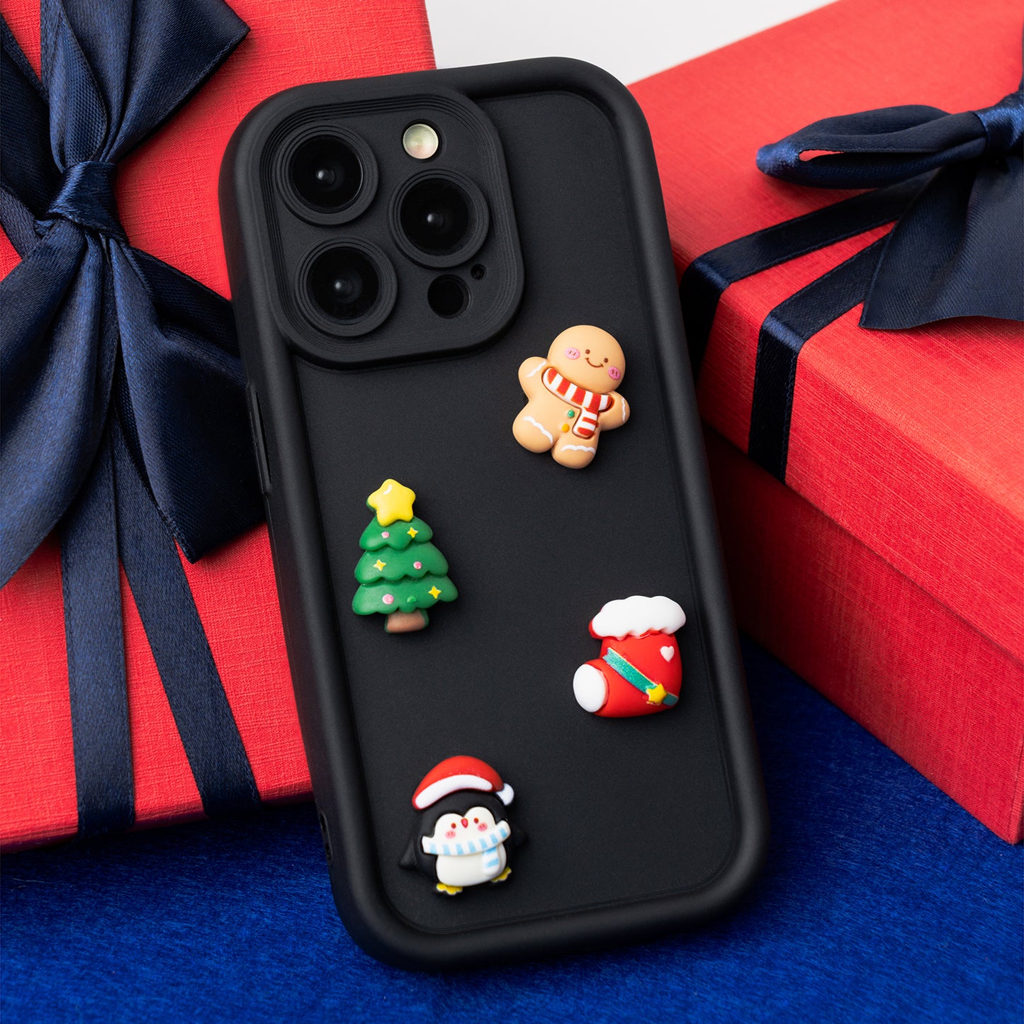 Cover til Apple iPhone 15 Pro, OEM, Ultra Trendy 3D Christmas, Sort