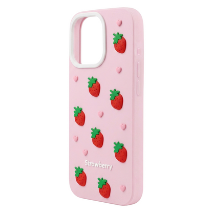 Cover til Apple iPhone 12 / 12 Pro, OEM, Jordbær, Pink