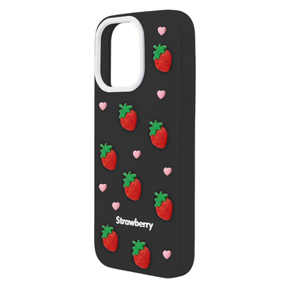Cover til Apple iPhone 15 Pro / 14 Pro, OEM, Strawberry, Sort
