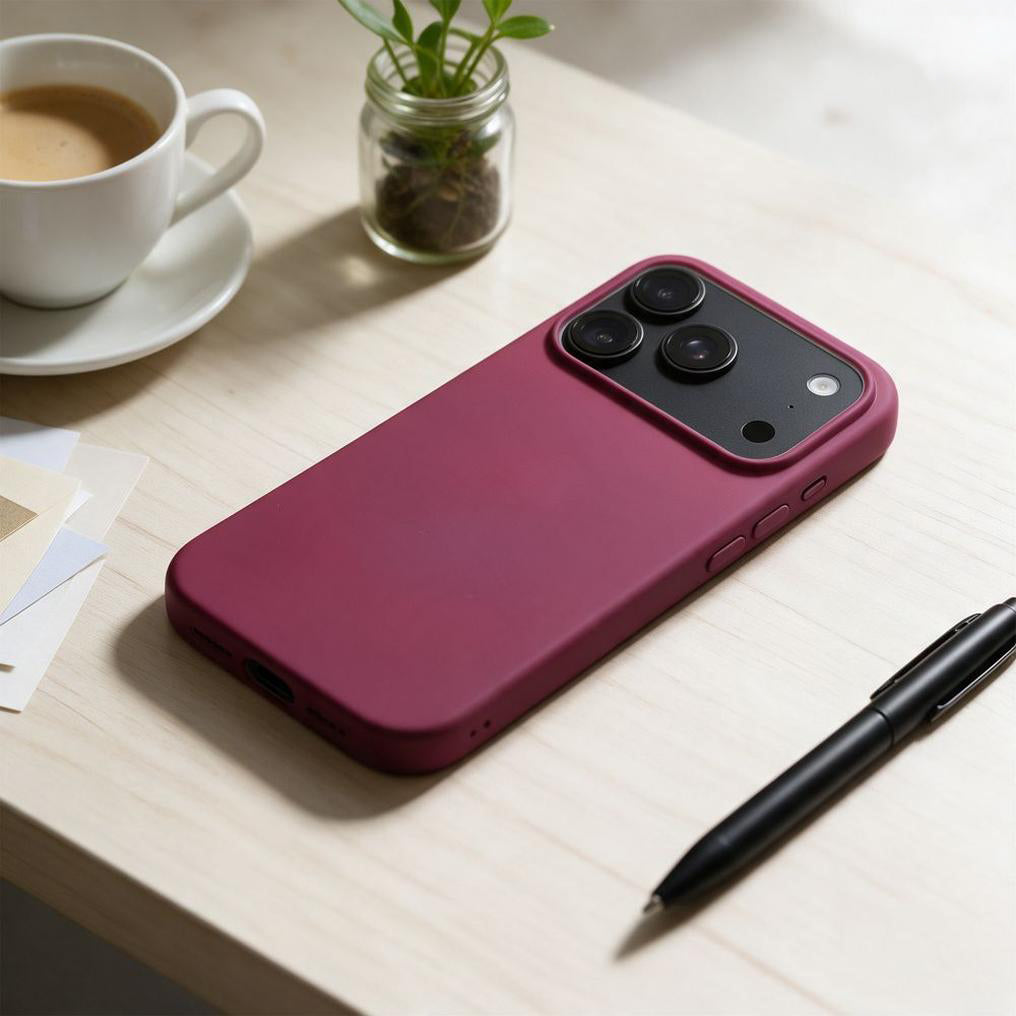 Etui til Apple iPhone 18 Pro Max / 17 Pro Max, OEM, silikone, bordeauxfarvet