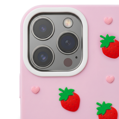 Cover til Apple iPhone 12 / 12 Pro, OEM, Jordbær, Pink