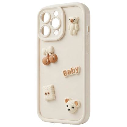 Cover til Apple iPhone 14, OEM, Ultra Trendy 3D Bear, Beige