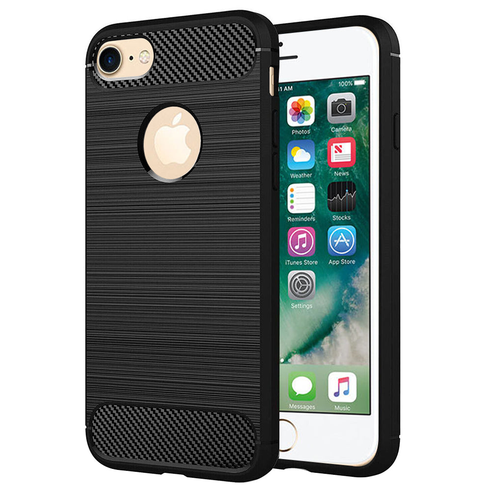 Cover til Apple iPhone 8 / 7, Techsuit, Carbon, Sort