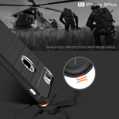 Cover til Apple iPhone 8 Plus, Techsuit, Carbon, Sort