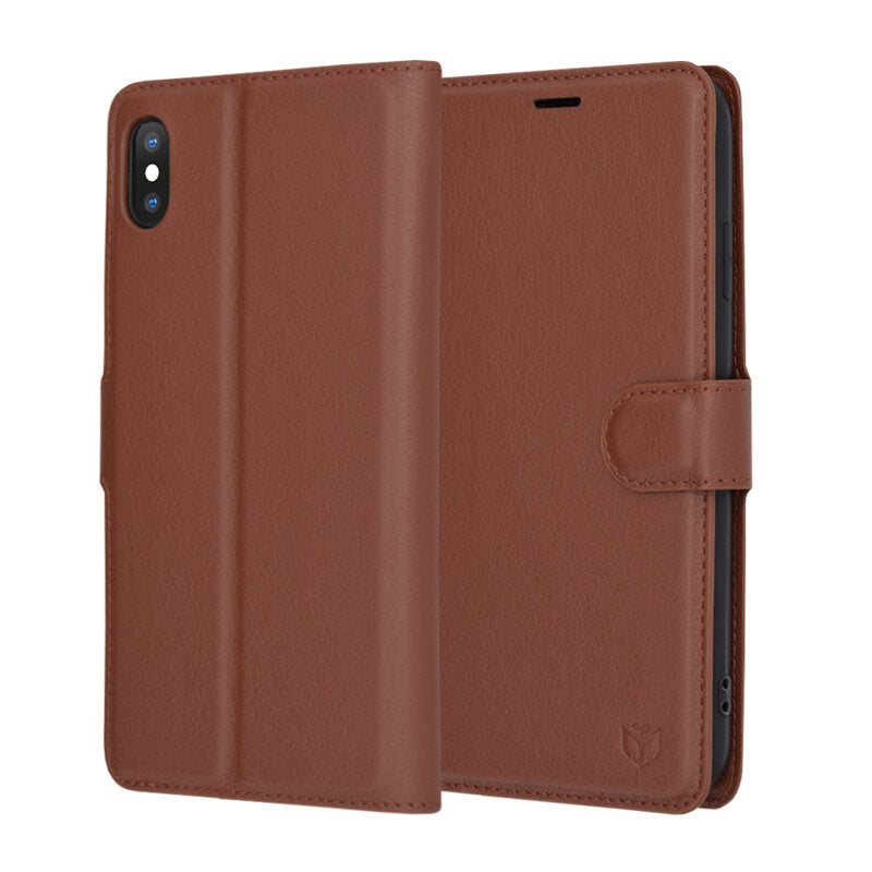 Cover til Apple iPhone XS Max, Techsuit, Leather Folio, Brun