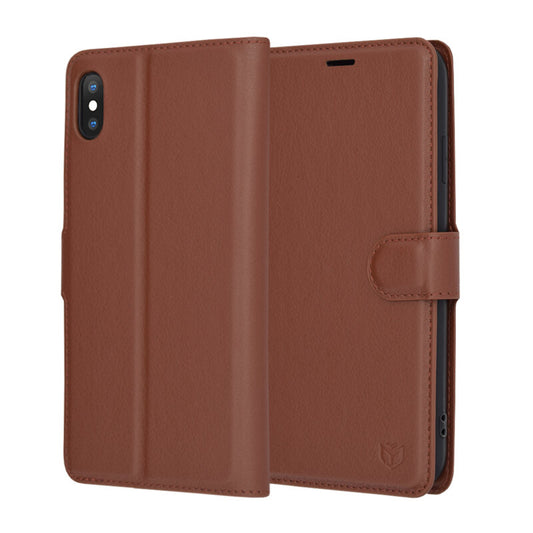 Cover til Apple iPhone XS Max, Techsuit, Leather Folio, Brun