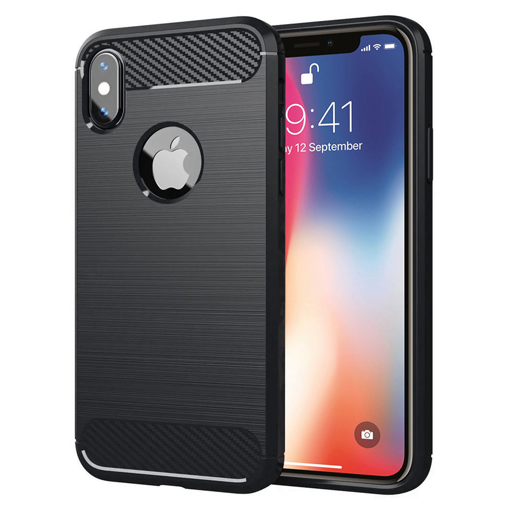 Cover til Apple iPhone XS / X, Techsuit, Carbon, Sort