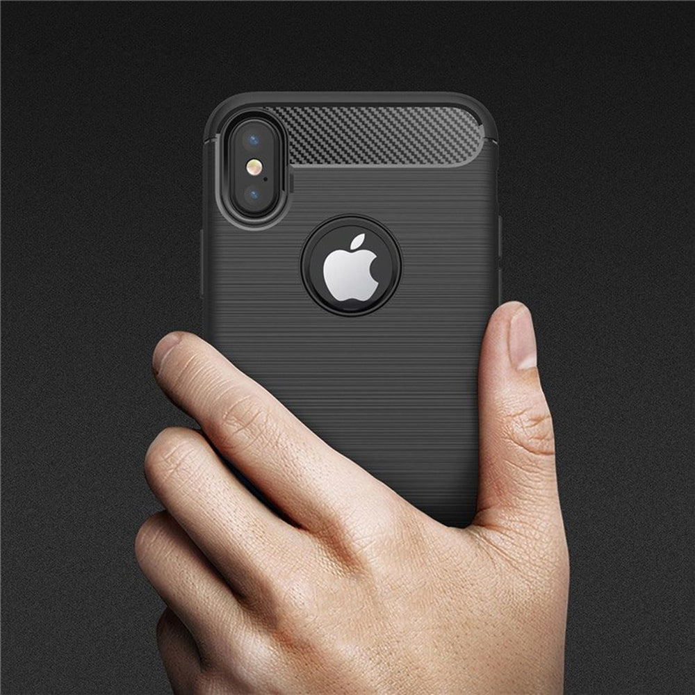 Cover til Apple iPhone XS / X, Techsuit, Carbon, Sort