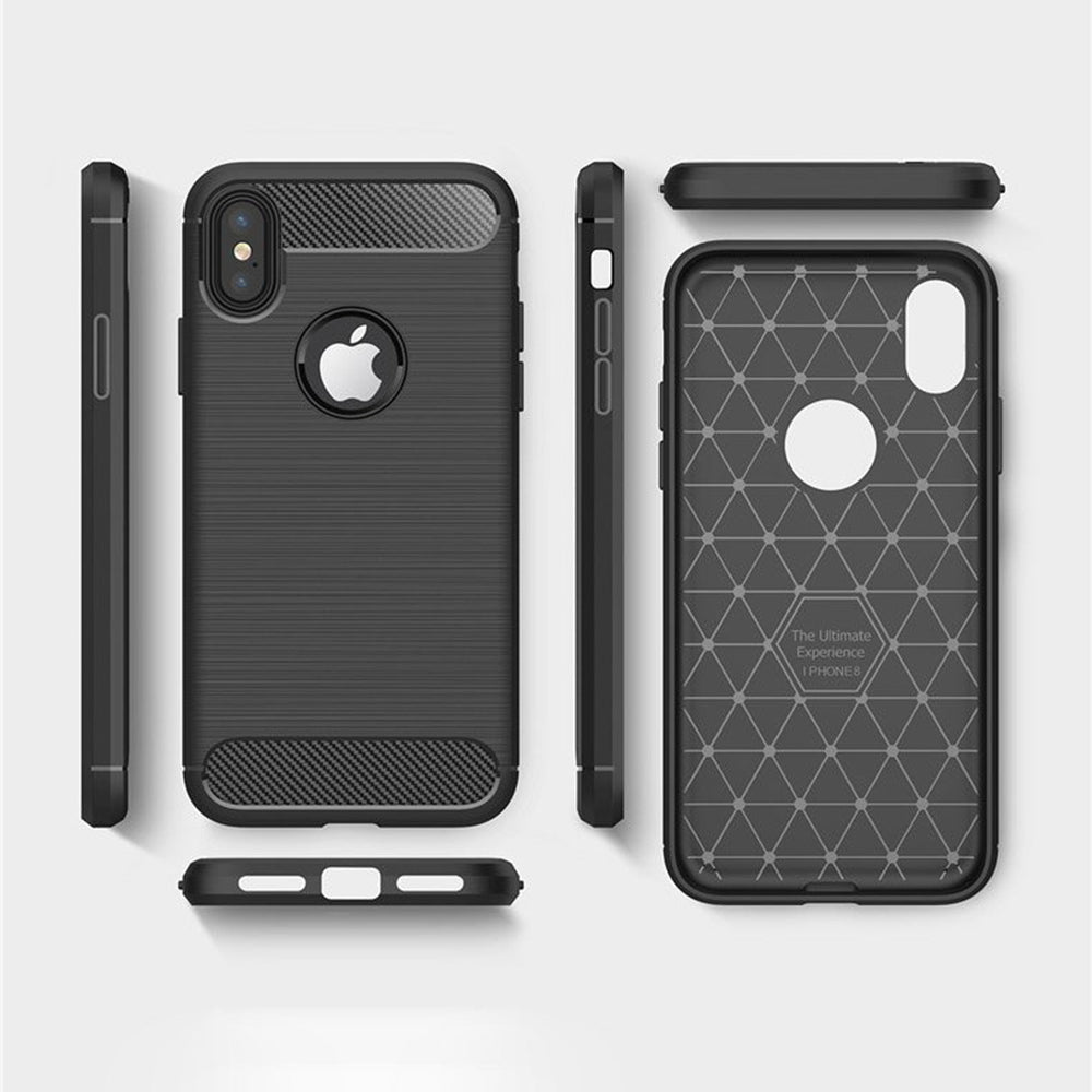 Cover til Apple iPhone XS / X, Techsuit, Carbon, Sort