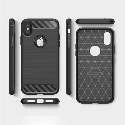 Cover til Apple iPhone XS / X, Techsuit, Carbon, Sort