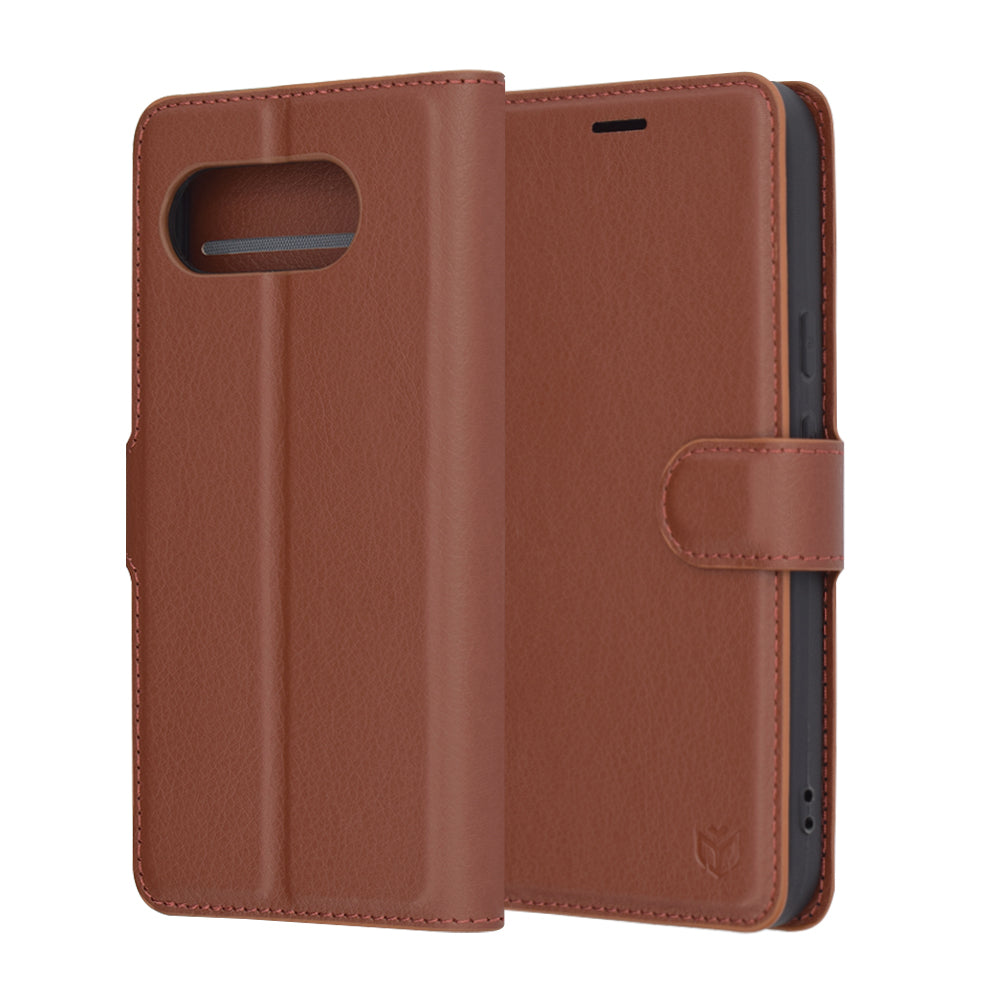 Cover til Google Pixel 9a, Techsuit, Leather Folio, Brun