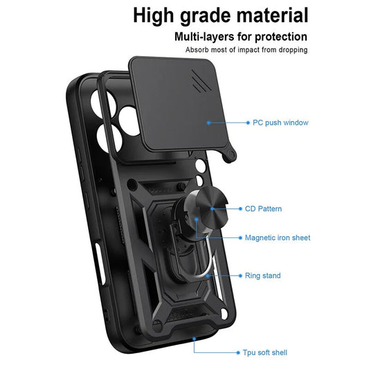 Cover til Honor 600 Lite, OEM, CamShield, Sort