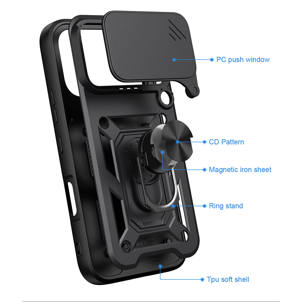 Cover til Honor 600 Pro / 600, Techsuit, CamShield, Sort
