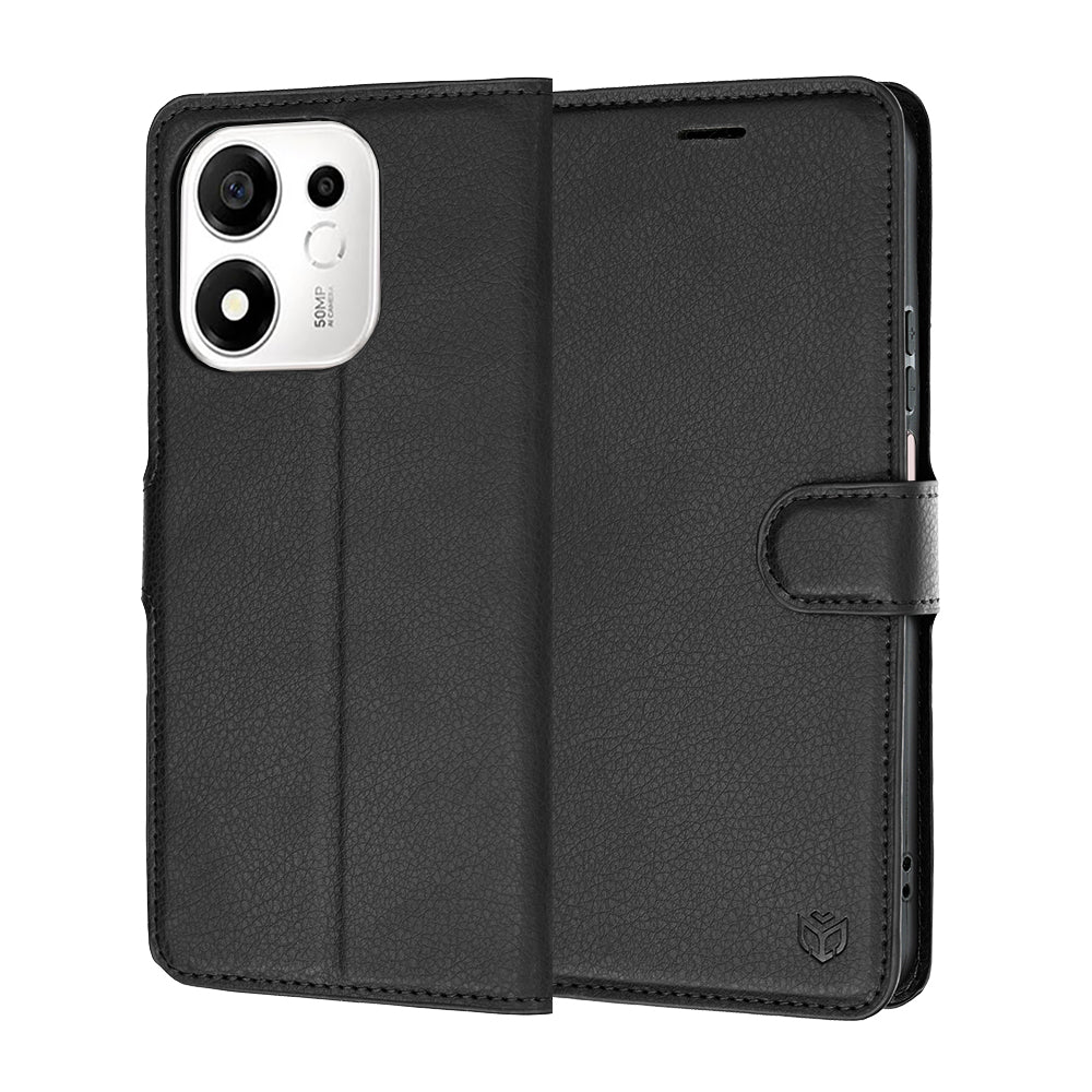 Cover til Honor 600 Smart, Techsuit, Leather Folio, Sort