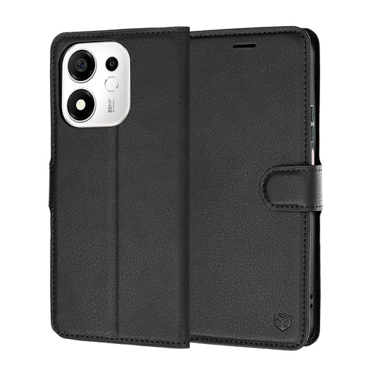 Cover til Honor 600 Smart, Techsuit, Leather Folio, Sort
