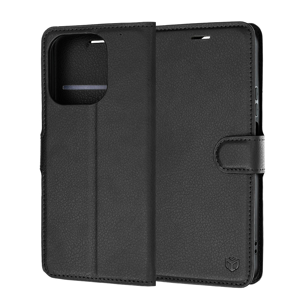 Cover til Honor 600 Smart, Techsuit, Leather Folio, Sort