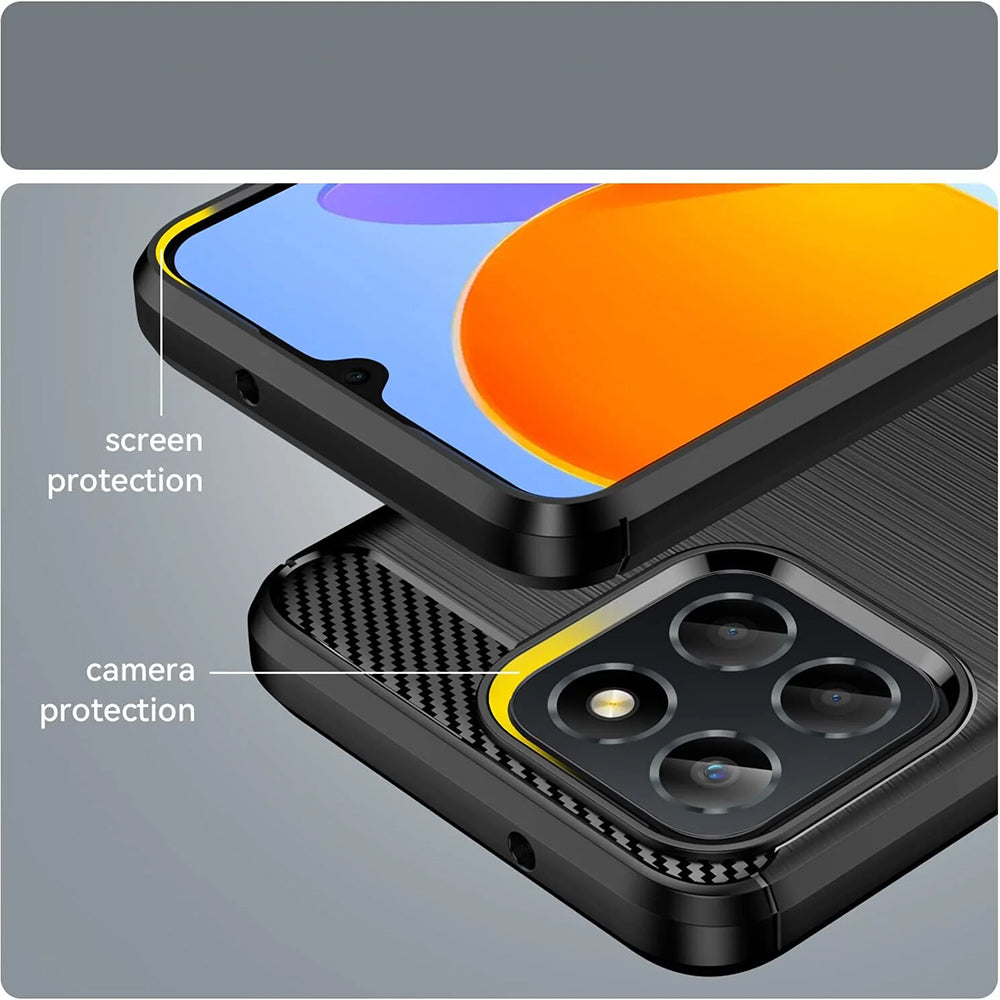 Cover til Honor 70 Lite / X6 / X8 5G, Techsuit, Carbon, Sort