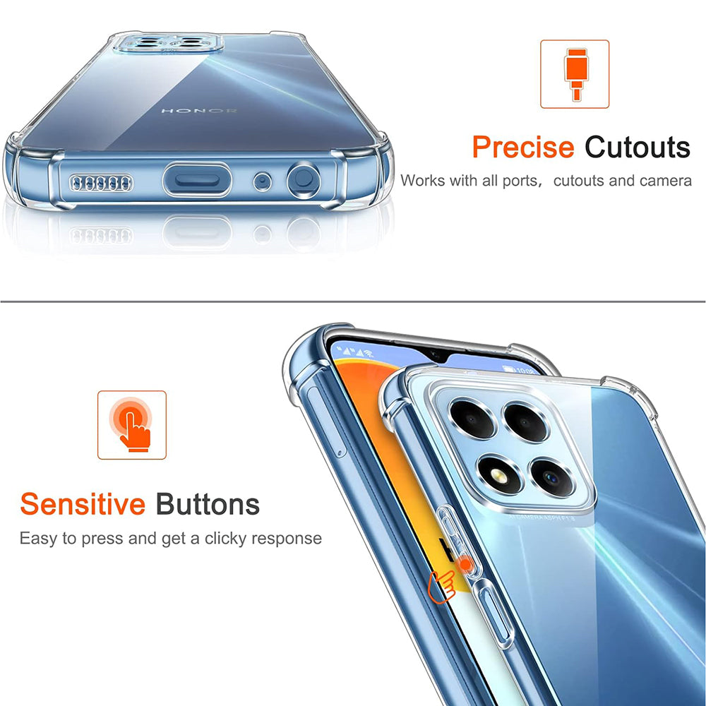 Cover til Honor 70 Lite / X6 / X8 5G, Techsuit, Stødabsorberende Klar, Transparent