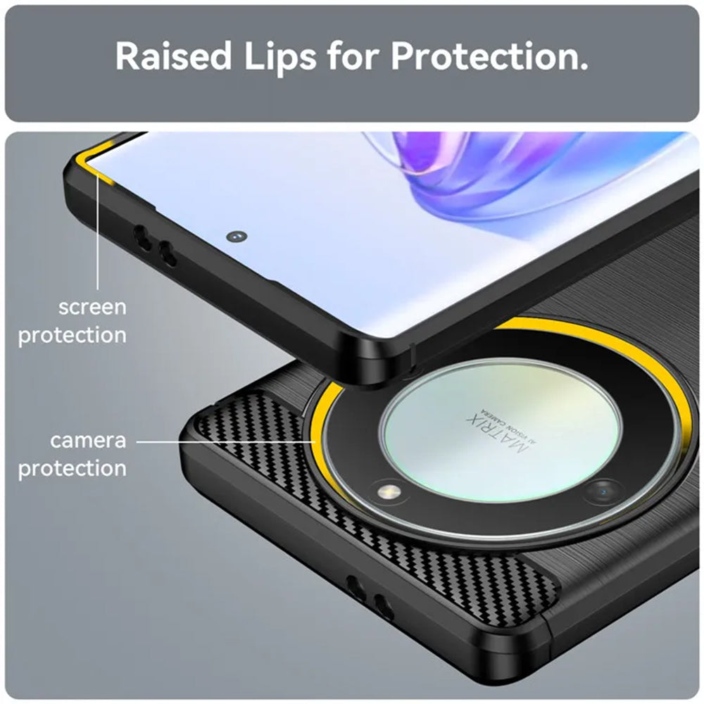 Cover til Honor Magic5 Lite, Techsuit, Carbon, Sort