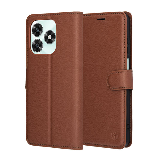 Case for Honor X5c Plus, Techsuit, Leather Folio, Brown