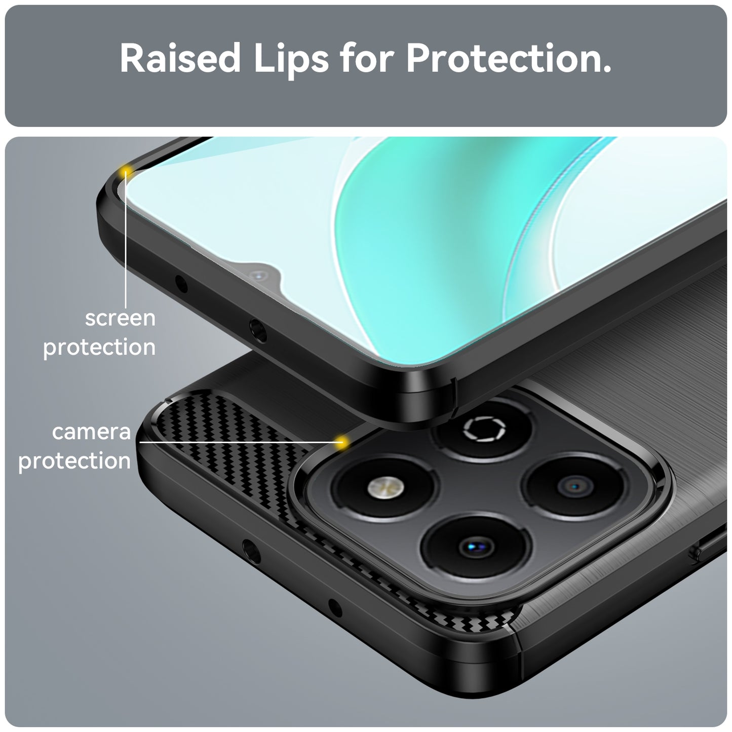 Cover til Honor X6b, Techsuit, Carbon, Sort