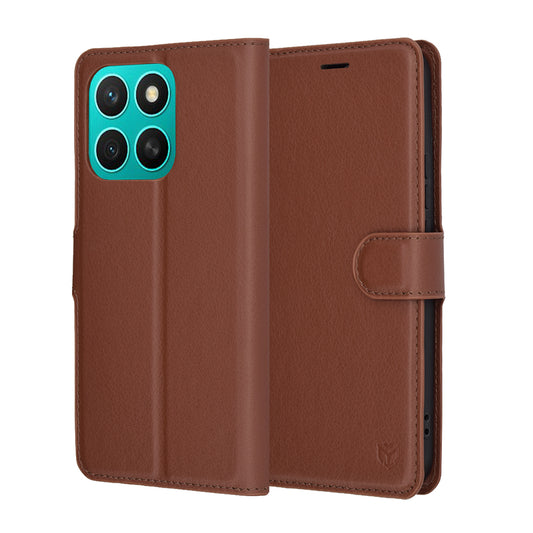 Cover til Honor X8c, Techsuit, Leather Folio, Brun