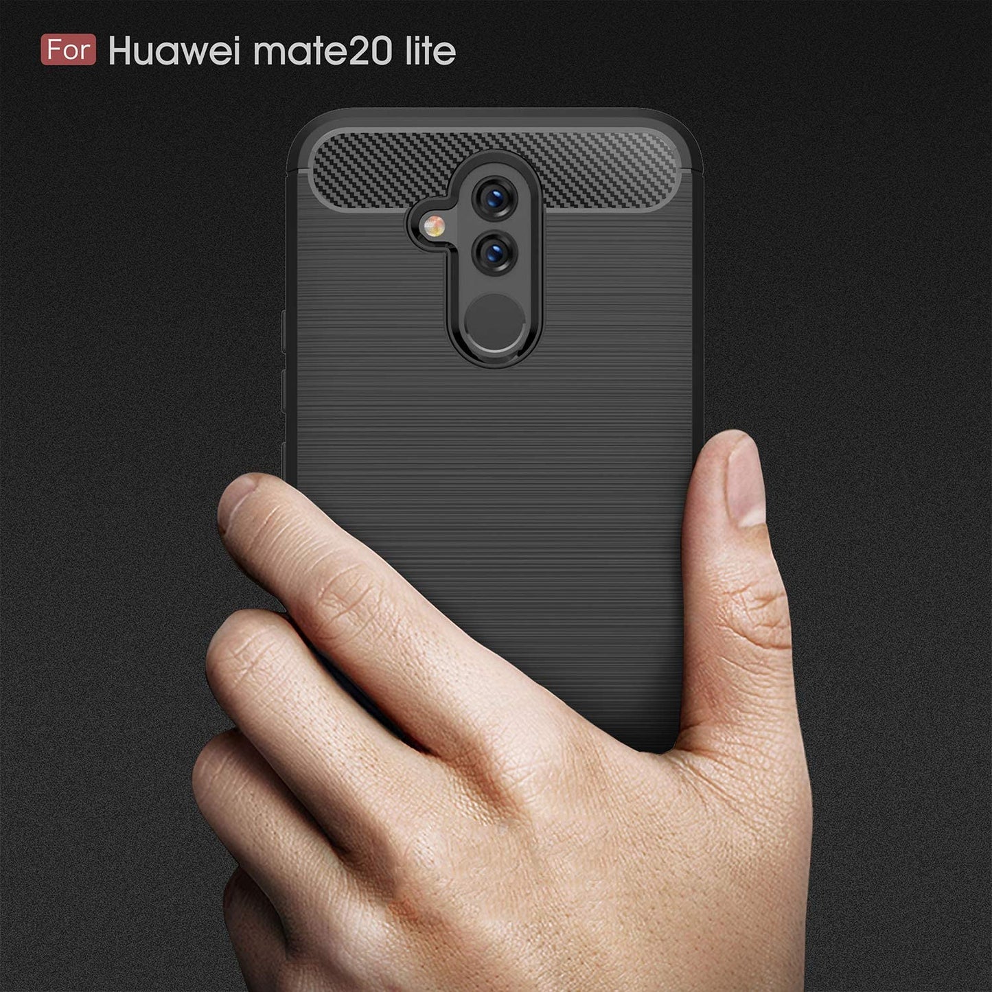 Cover til Huawei Mate 20 Lite, Techsuit, Carbon, Sort