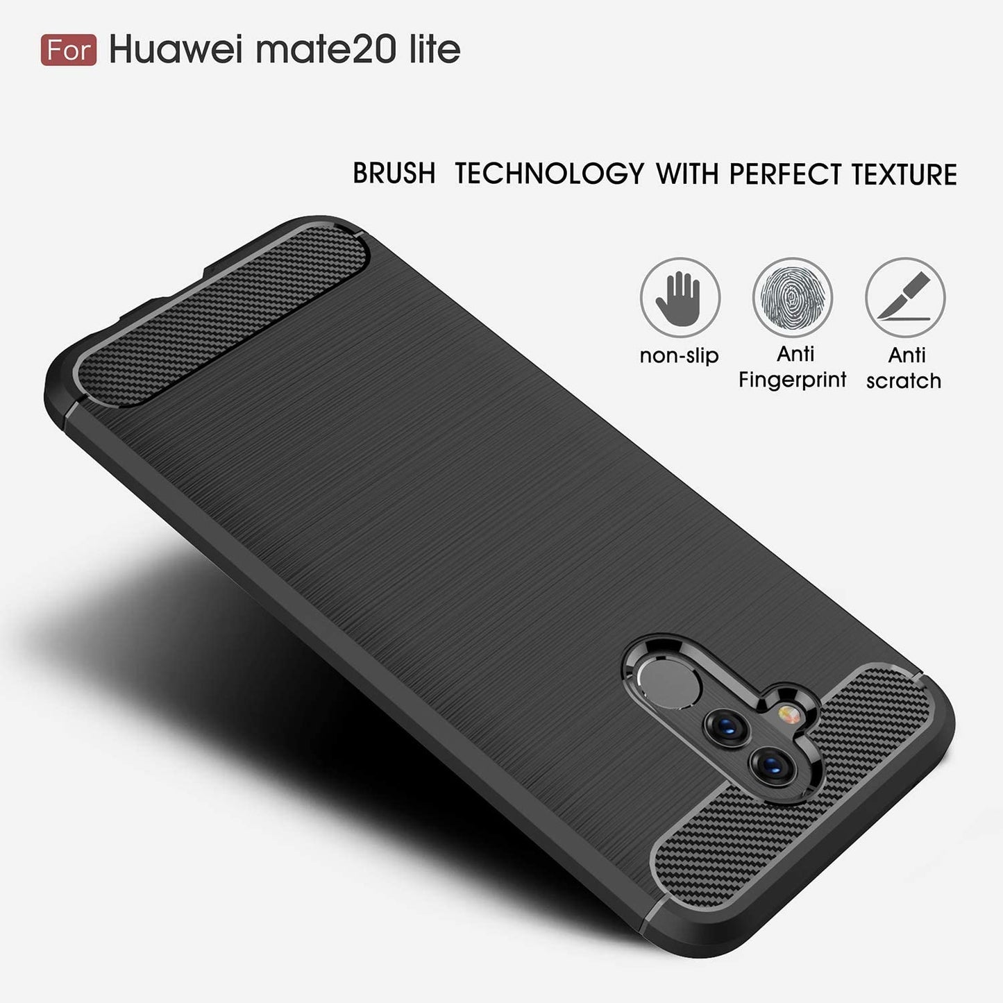 Cover til Huawei Mate 20 Lite, Techsuit, Carbon, Sort