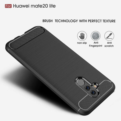 Cover til Huawei Mate 20 Lite, Techsuit, Carbon, Sort