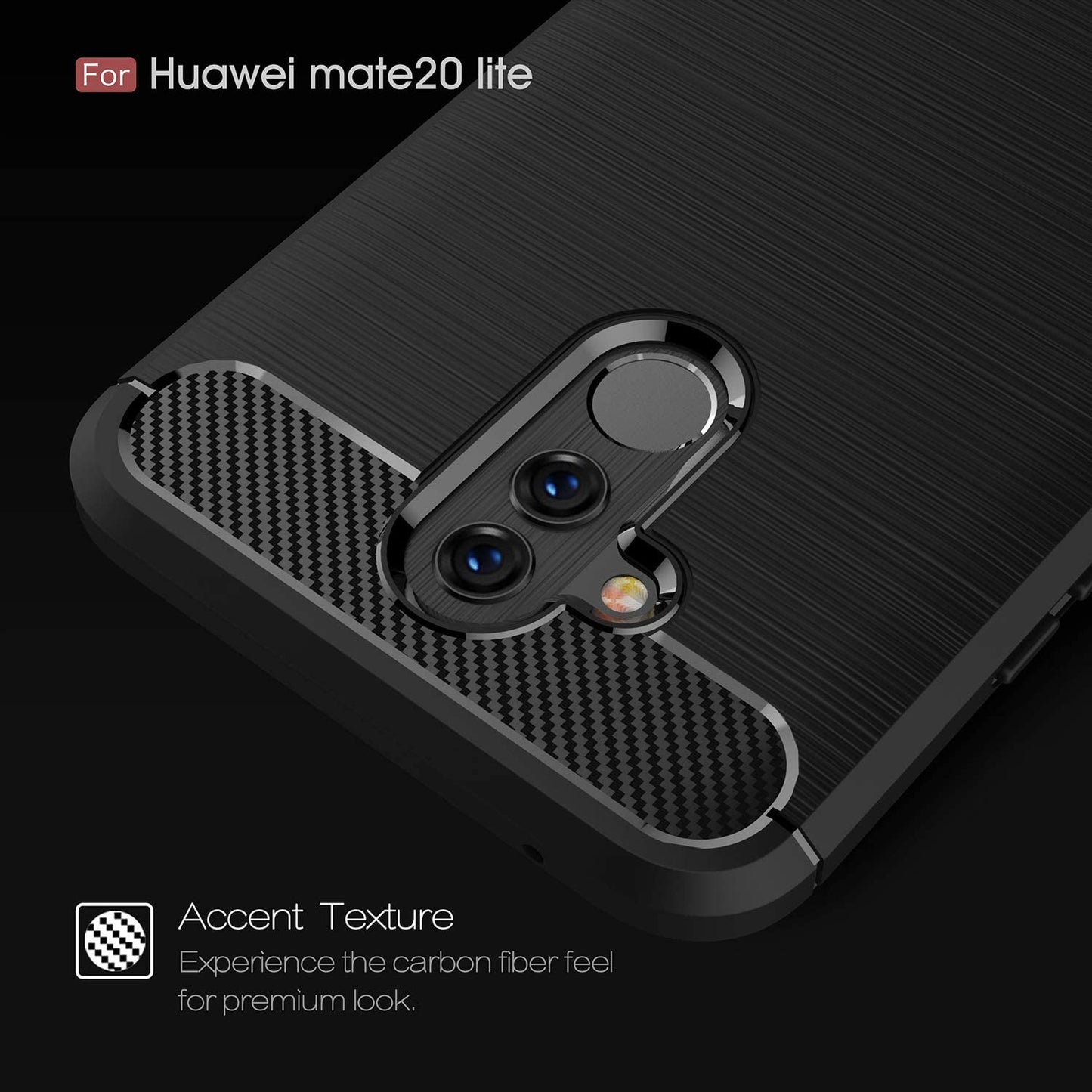 Cover til Huawei Mate 20 Lite, Techsuit, Carbon, Sort
