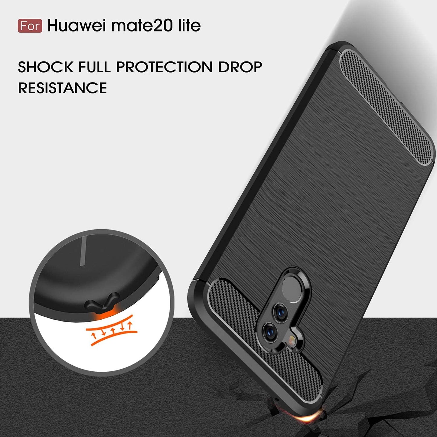 Cover til Huawei Mate 20 Lite, Techsuit, Carbon, Sort