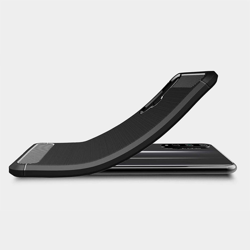 Cover til Huawei nova 5T / Honor 20, Techsuit, Carbon, Sort