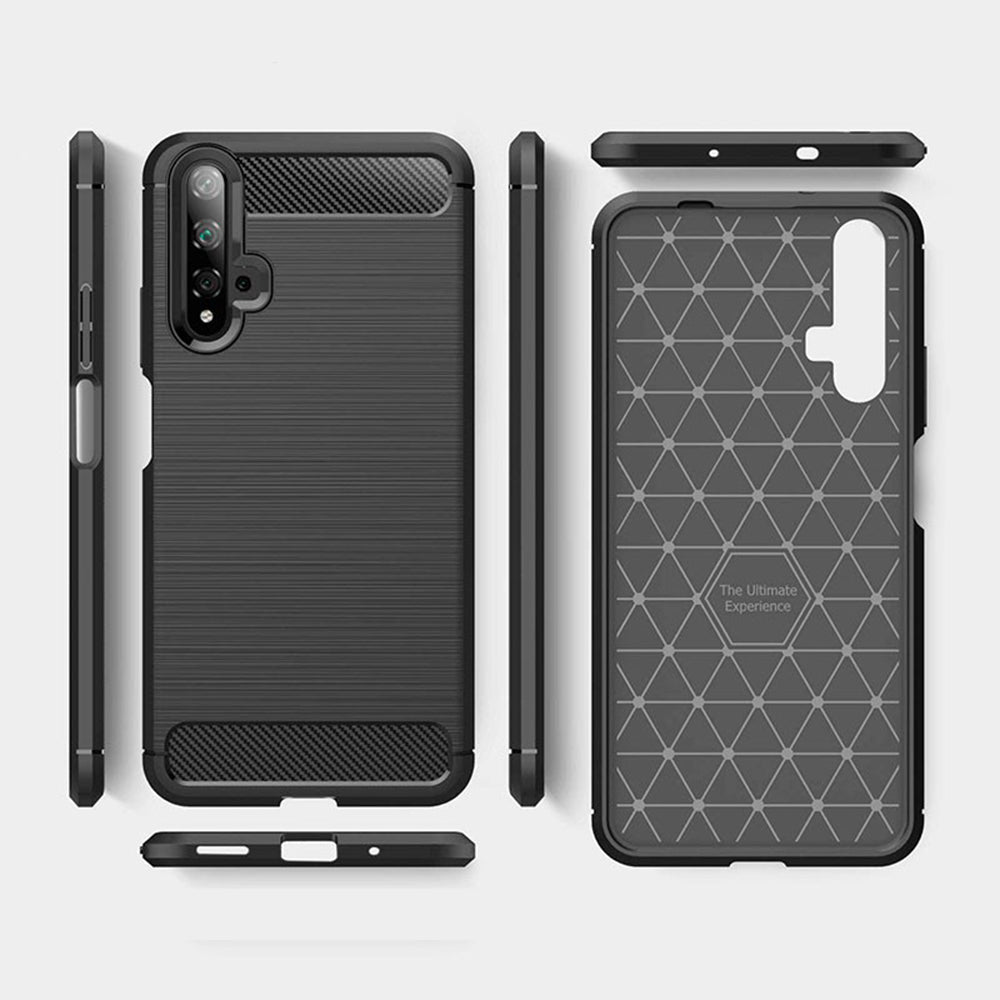 Cover til Huawei nova 5T / Honor 20, Techsuit, Carbon, Sort